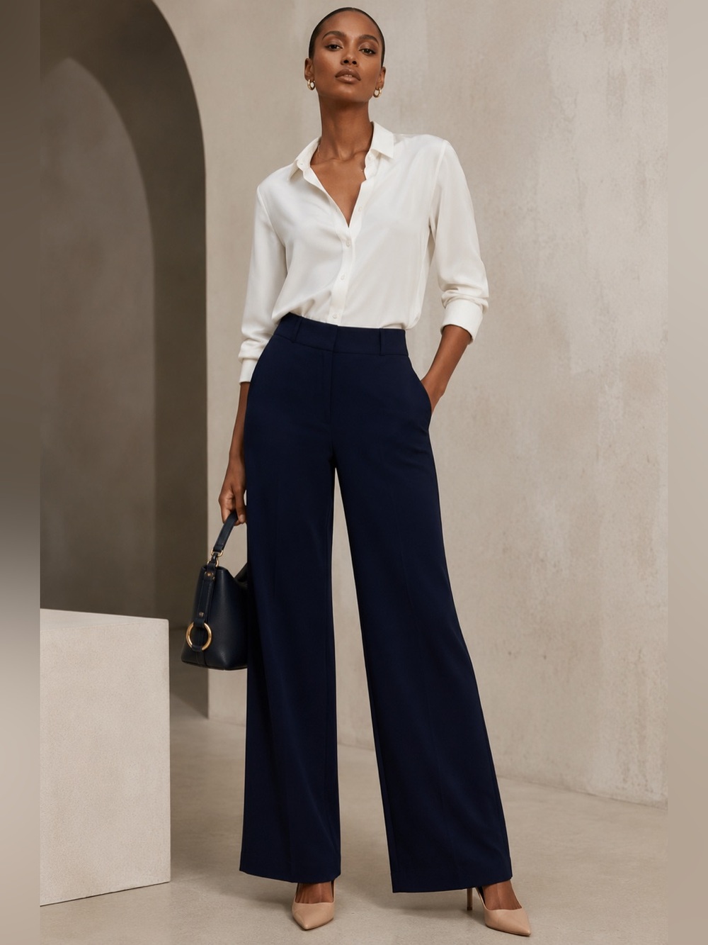 Chico's Navy Wide-Leg Dress Pants career travel capsule wardrobe